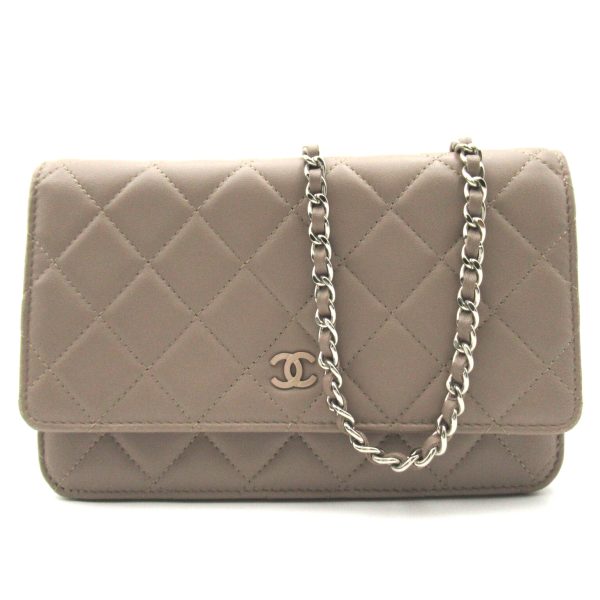 2104102102063 1 Chanel Chain Wallet Shoulder Bag Lambskin Leather Beige