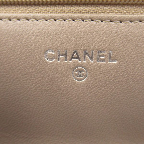 2104102102063 7 Chanel Chain Wallet Shoulder Bag Lambskin Leather Beige