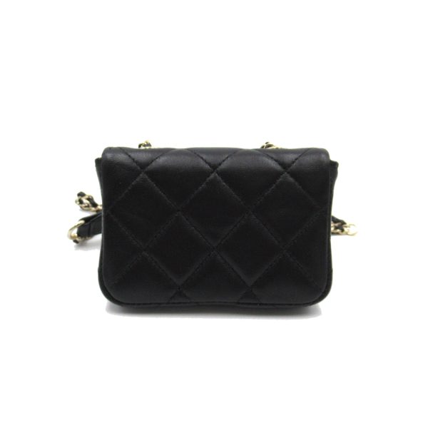 2104102184601 2 Chanel Ribbon Mini Matelasse Chain Shoulder Bag Lambskin Leather Black