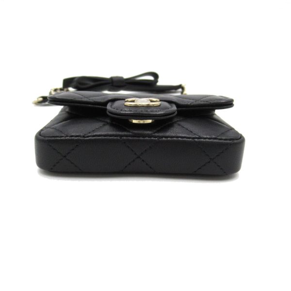 2104102184601 4 Chanel Ribbon Mini Matelasse Chain Shoulder Bag Lambskin Leather Black