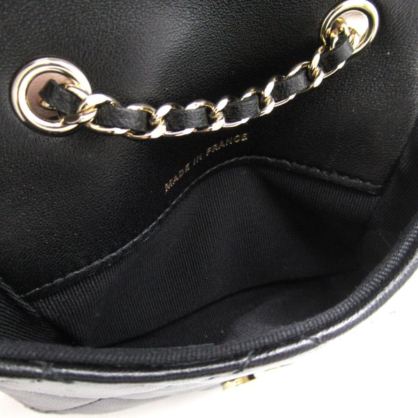 2104102184601 7 Chanel Ribbon Mini Matelasse Chain Shoulder Bag Lambskin Leather Black