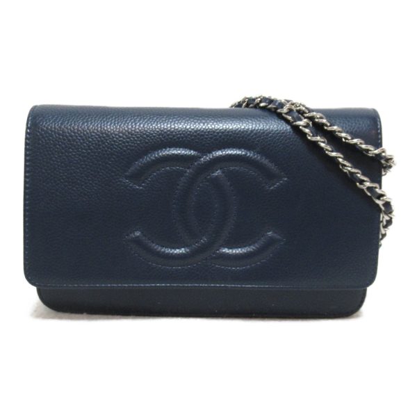 2104102213165 3 Chanel Chain Wallet Shoulder Bag Bag Caviar Skin Navy