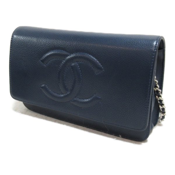 2104102213165 5 Chanel Chain Wallet Shoulder Bag Bag Caviar Skin Navy