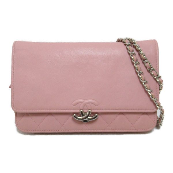 2104102213172 3 Chanel Chain Wallet Shoulder Bag Calf Pink