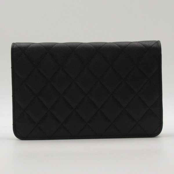 2106800460438 2 Chanel Chain Wallet Shoulder Bag Caviar Skin Black