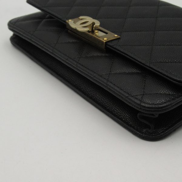 2106800460438 4 Chanel Chain Wallet Shoulder Bag Caviar Skin Black