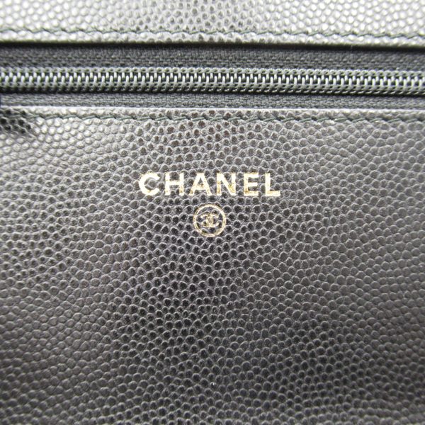 2106800460438 6 Chanel Chain Wallet Shoulder Bag Caviar Skin Black