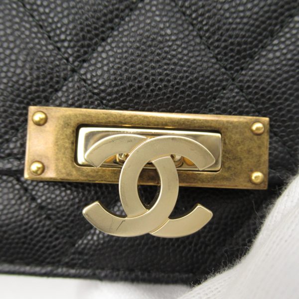 2106800460438 8 Chanel Chain Wallet Shoulder Bag Caviar Skin Black