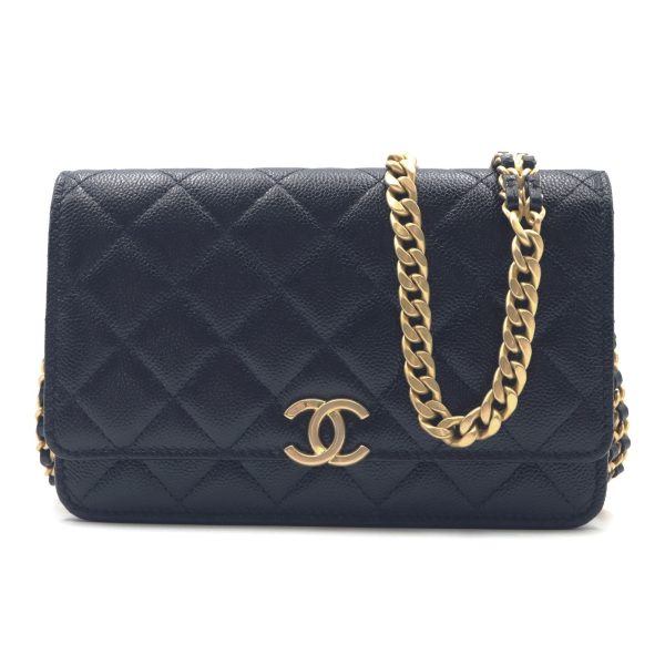 2107600854458 1 Chanel Chain Wallet Shoulder Bag Caviar Skin Grained Calf Black
