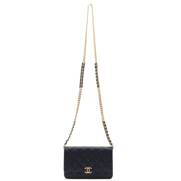 2107600854458 10 Chanel Chain Wallet Shoulder Bag Caviar Skin Grained Calf Black