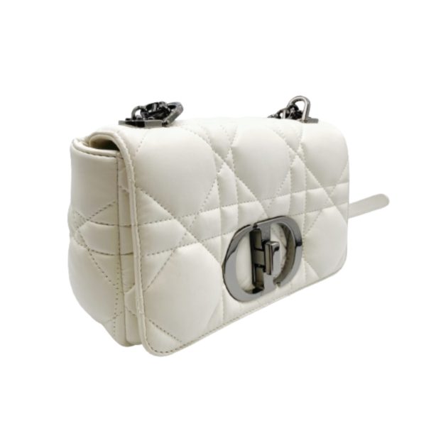 3 Dior Chain Shoulder Bag Lambskin White