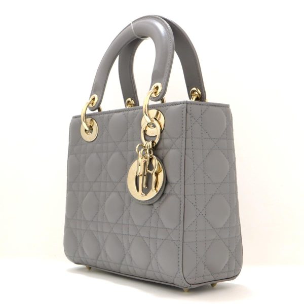 3 Christian Dior 2way Shoulder Bag Calf Gray