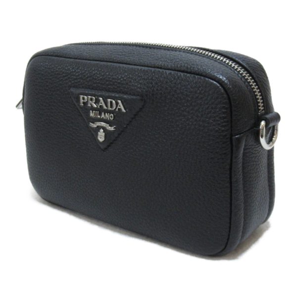 3 Prada Shoulder Bag Handbag Leather Black