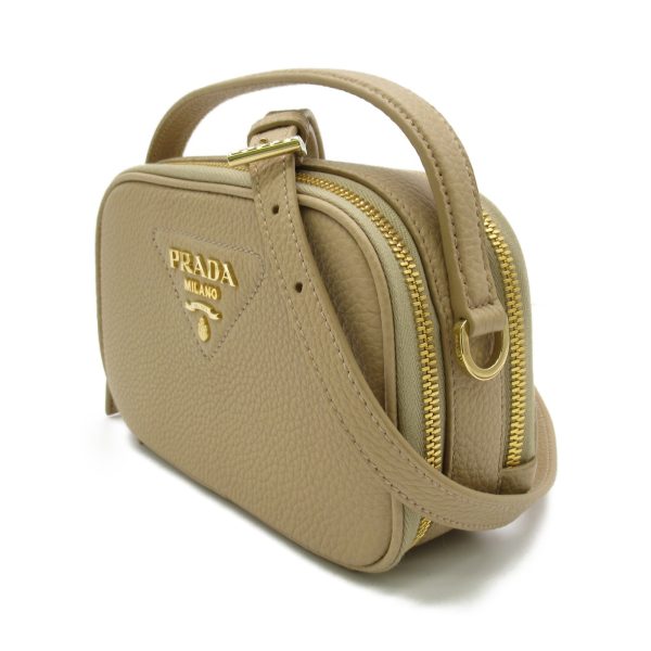 3 Prada Shoulder Bag Leather Beige