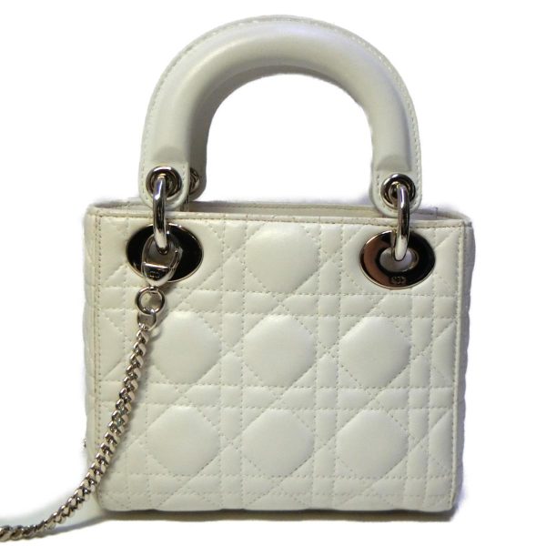 3 Dior Mini Shoulder Bag Lambskin White