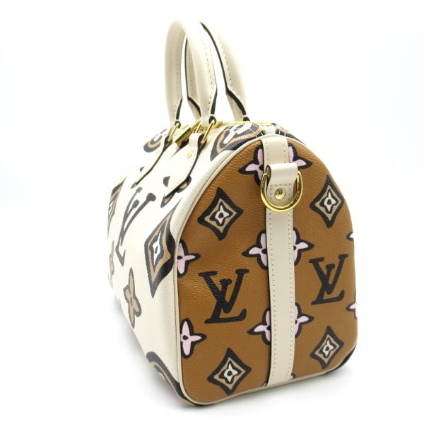 3 Louis Vuitton Speedy Bandouliere 25 Wild 2way Handbag Shoulder Bag White
