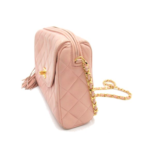 3 Chanel Chain Shoulder Bag Lambskin Leather Pink