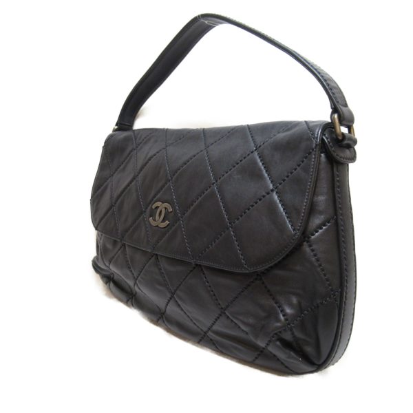 3 Chanel Monogram Shoulder Bag Calf Black