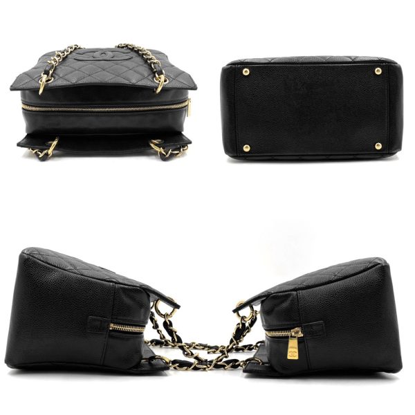 3 Chanel Tote Bag Chain Matelasse Handbag Shoulder Logo Bag Caviar Skin Black