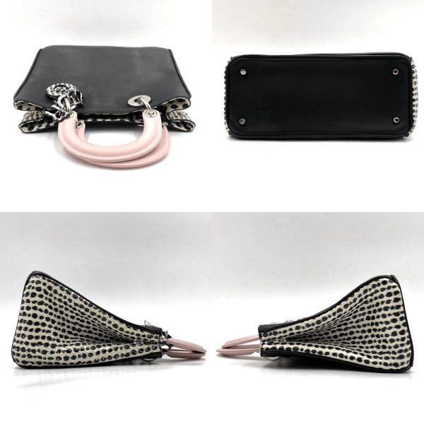 3 Christian Dior 2way Shoulder Bag Crossbody Leopard Python Bag Black