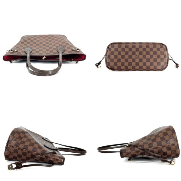 3 Louis Vuitton Tote Bag Damier Neverfull PM Shoulder Bag with Pouch Brown