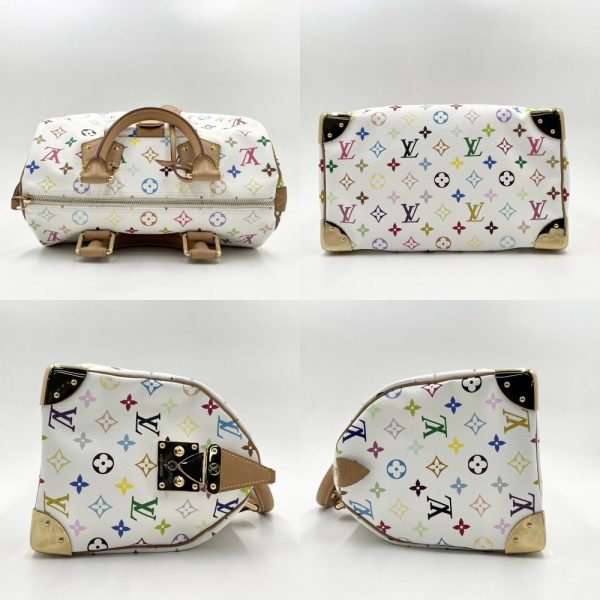 3 Louis Vuitton Handbag Monogram Multicolor Speedy 30 Boston Bag White