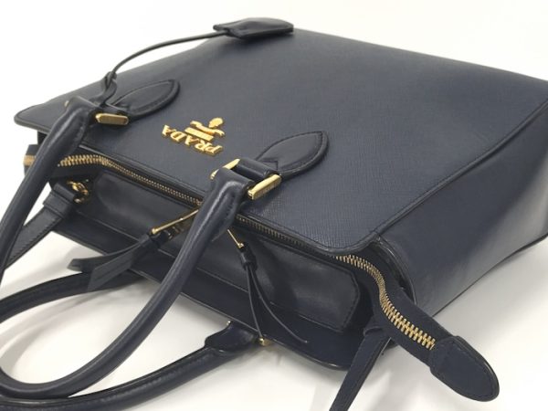 3 Prada 2way Shoulder Bag Saffiano Leather Navy