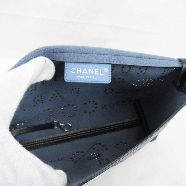 4 Chanel Chain Shoulder Bag Leather Black