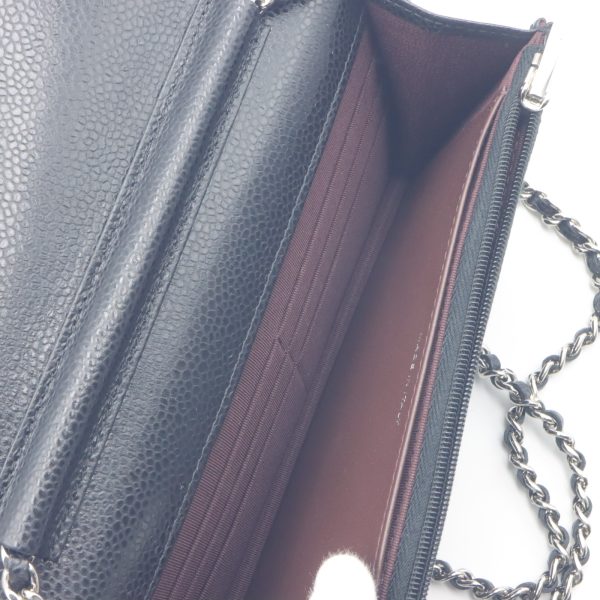 4 Chanel Matelasse Chain Wallet Shoulder Bag Caviar Skin Black