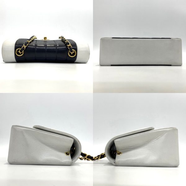 4 Chanel Shoulder Bag Vintage Coco Mark Coco Turnlock Bag Lambskin White Navy