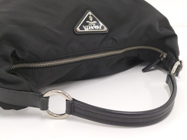 4 Prada Shoulder Handbag Triangular Plate Nylon Black