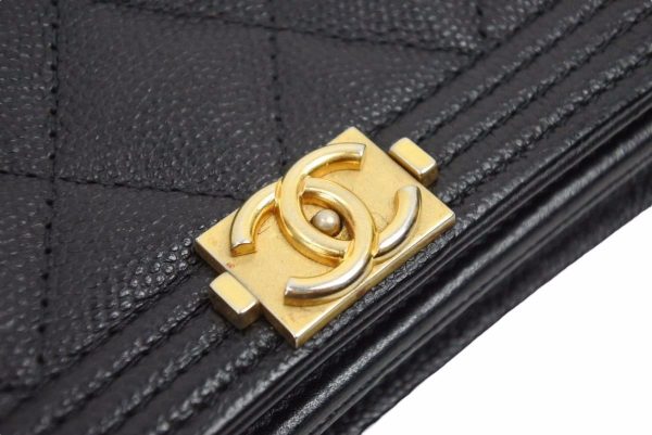 42152 4 Chanel Matelasse Chain Wallet Shoulder Bag Coco Mark Matte Caviar Skin