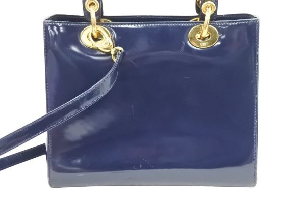 43520 3 Christian Dior Lady Dior Medium Shoulder Bag Navy