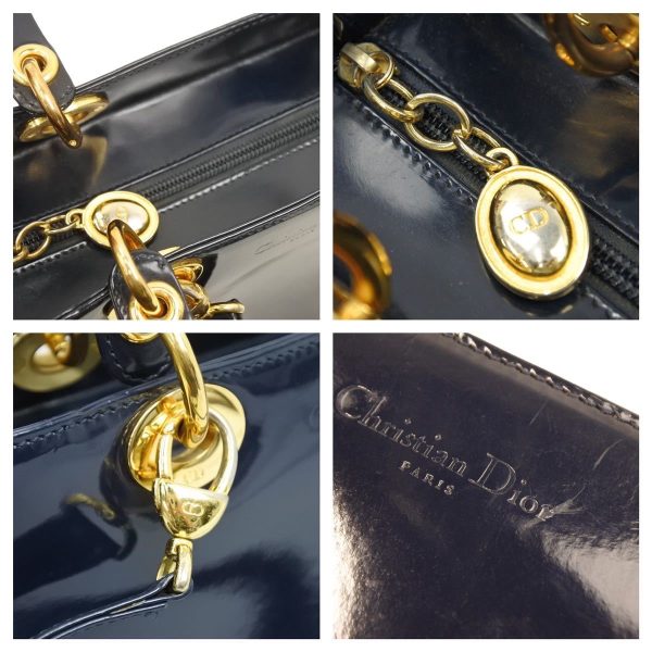 43520 7 Christian Dior Lady Dior Medium Shoulder Bag Navy