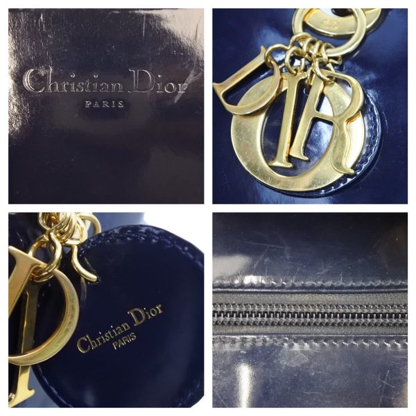 43520 8 Christian Dior Lady Dior Medium Shoulder Bag Navy