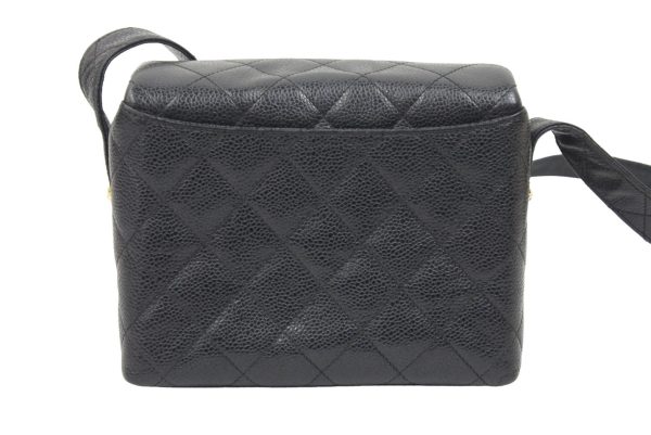 45423 d3 Chanel Vintage Shoulder Bag Caviar Skin Coco Mark Black Gold Hardware