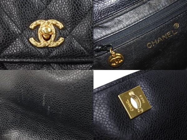 45423 d9 Chanel Vintage Shoulder Bag Caviar Skin Coco Mark Black Gold Hardware