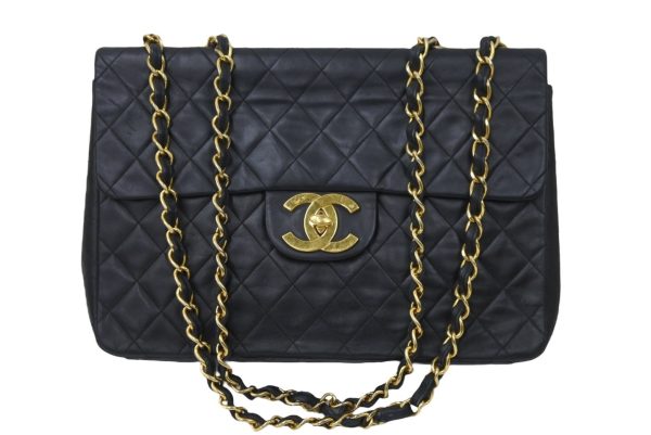 48413 d1 Chanel Deca Matelasse Chain Shoulder Bag Lambskin Black