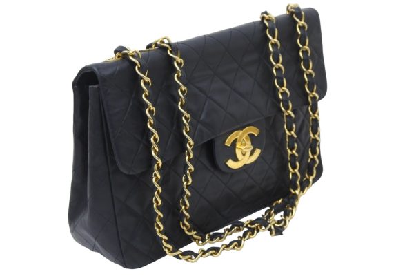 48413 d2 Chanel Deca Matelasse Chain Shoulder Bag Lambskin Black