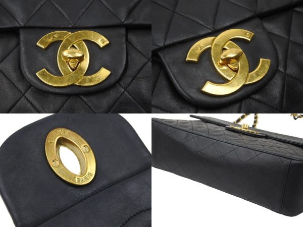 48413 d4 Chanel Deca Matelasse Chain Shoulder Bag Lambskin Black