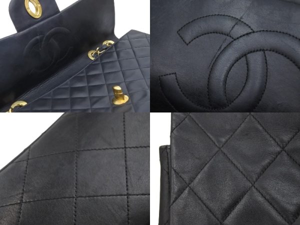 48413 d5 Chanel Deca Matelasse Chain Shoulder Bag Lambskin Black