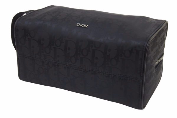 48699 4 Christian Dior Lingot Pouch Toiletry Case Oblique Mirage Black