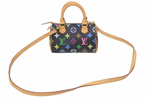 48758 1 Louis Vuitton Mini Speedy Handbag Black Multicolor Leather