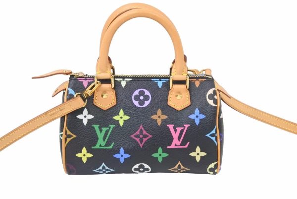 48758 2 Louis Vuitton Mini Speedy Handbag Black Multicolor Leather