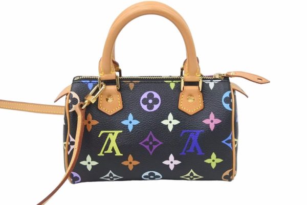 48758 3 Louis Vuitton Mini Speedy Handbag Black Multicolor Leather
