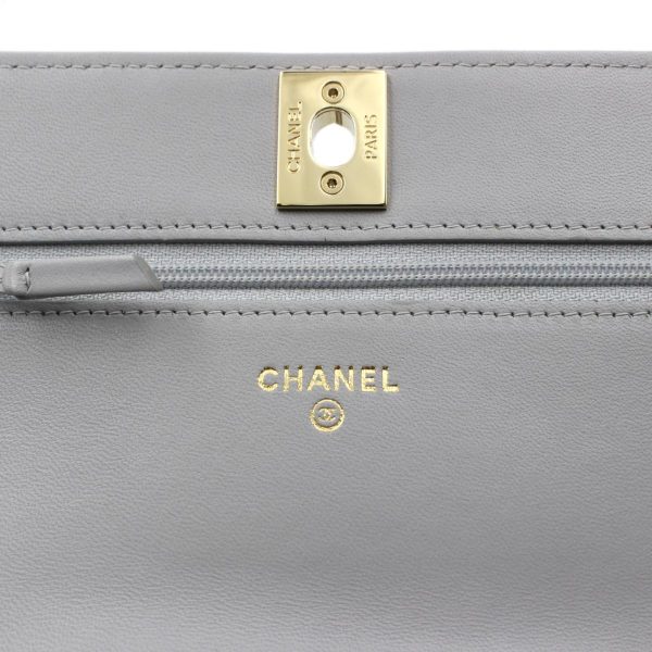 5 Chanel V Stitch Chain Shoulder Bag Lambskin Gray