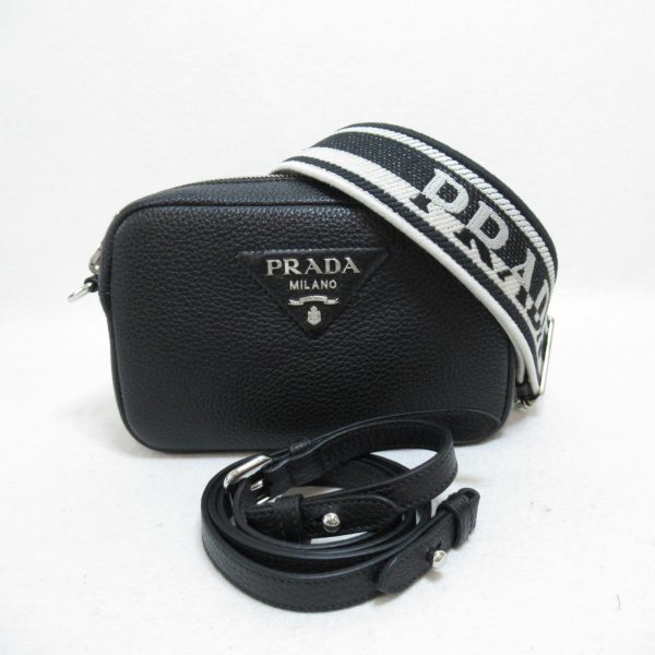 5 Prada Shoulder Bag Handbag Leather Black