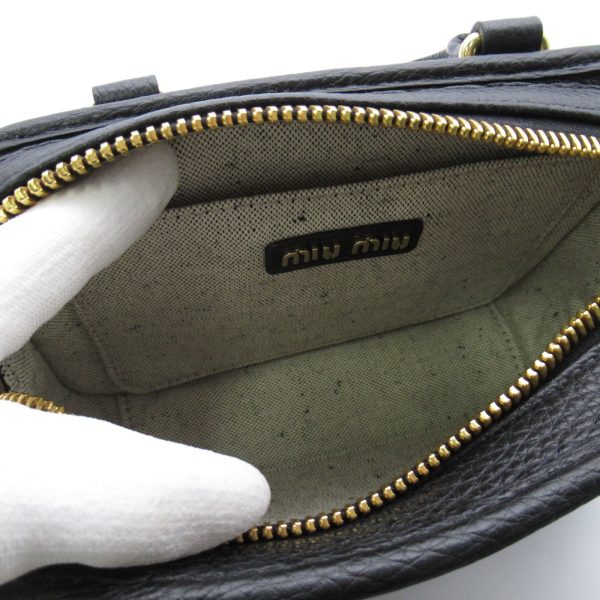 5 Miu Miu Casual Style Shoulder Bag Leather Black