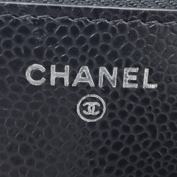 5 Chanel Matelasse Chain Wallet Shoulder Bag Caviar Skin Black