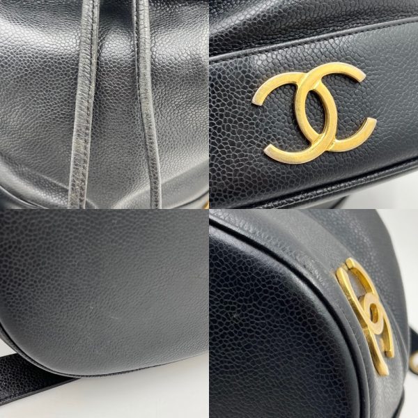 5 Chanel Shoulder Bag Drawstring Bag Coco Mark Vintage Bag Leather Black